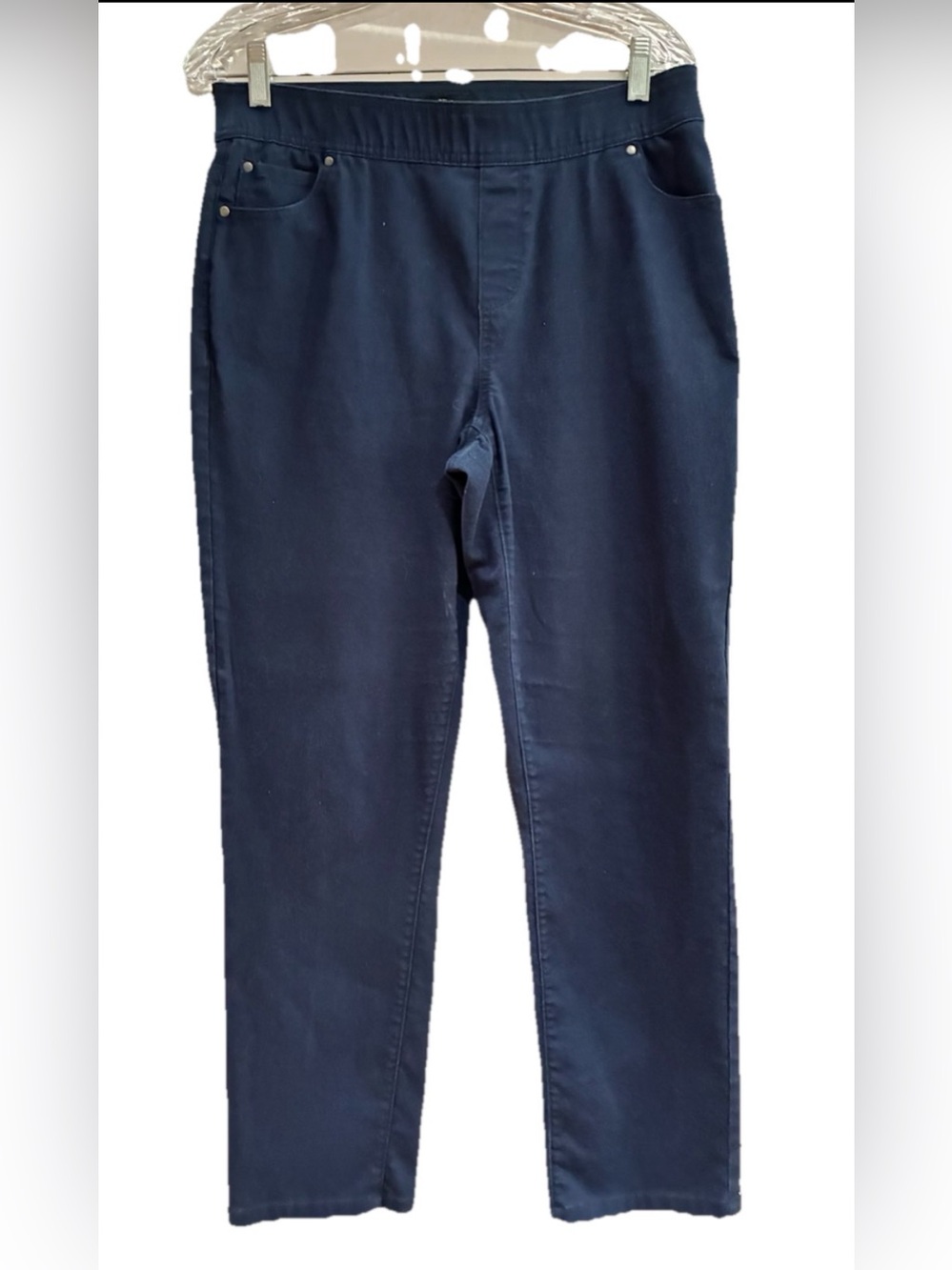 Kim Rogers Women’s Navy Stretch Pull-On Pants, Size 10 Short